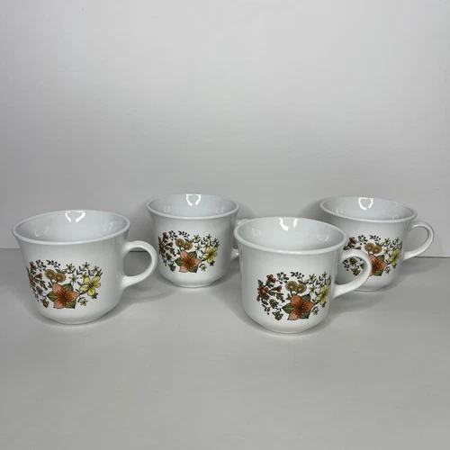 (4) Vintage Corelle by Corning Indiana Summer Cups 8 oz Coffee Tea Mugs Retro