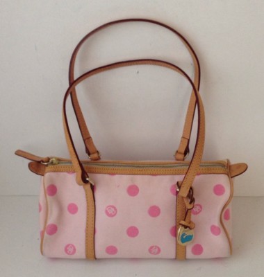 Dooney Bourke Vintage 1975 Pink Polka Dot Shoulder Satchel Purse