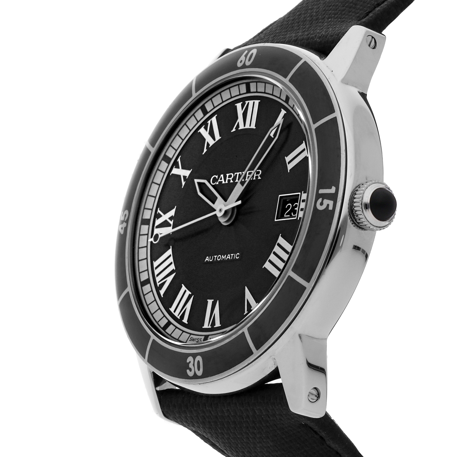Cartier Ronde Croisiere Automatic 42mm Steel Mens Strap Watch Date