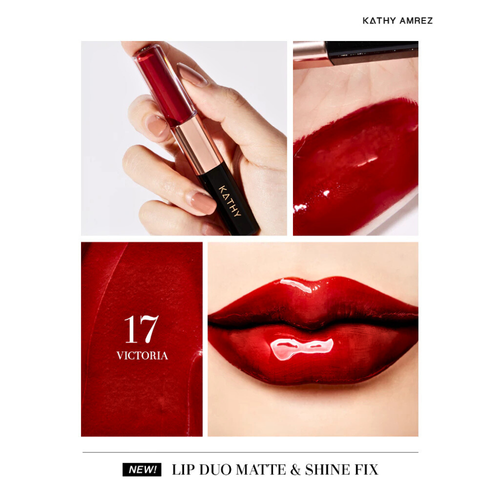 Lipstick Lip Duo Matte & Shine Fix KATHY AMREZ 18 Color Nourishes Lips Smooth - Picture 28 of 29