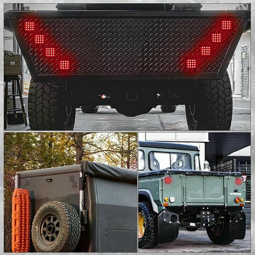 For Offroad Truck Square 16-LED Flashing Side Marker Indicator Brake Tail Light - Picture 17 of 34