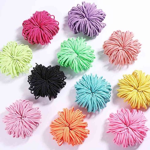 100 Pieces Of 3 cm Nylon Non-Harm Hair Rubber Band Color Hair Rope Girls Jewelry