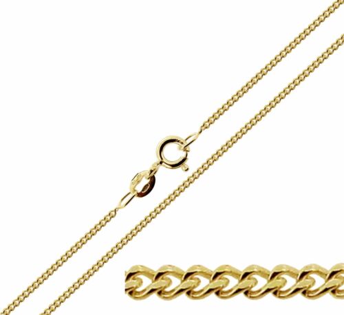 9ct Gold Plated on Sterling Silver 16 18 22 24 26 28 30" inch 2.1mm Curb Chain - Picture 1 of 3