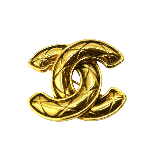 CHANEL pin brooch CC logo gold color metal height 3.2 width 3.9cm