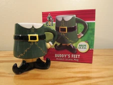 Buddys Feet Elf ICUP Mug 15.5 Oz Green Molded Ceramic 2010 New