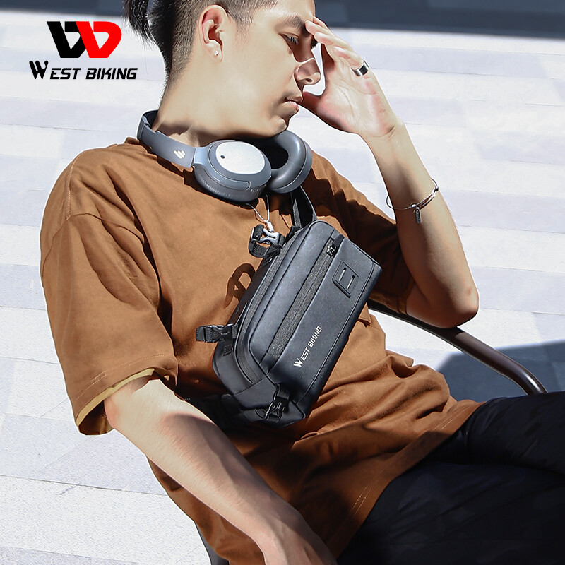 WEST BIKING Moda Riflettente Bici Manubrio Borsa Borsa a Tracolla 2L foto 5