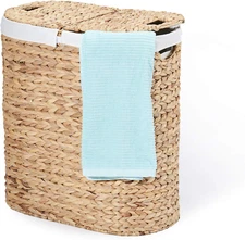 Premium Natural Handwoven Portable Laundry Bin Basket with Carrying Handles, Hou