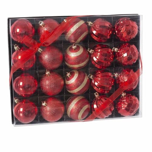 Christmas Baubles Red Plastic 6 X 6 X 6 Cm (20 Units) NUOVO