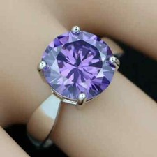 Stunning 925 Sterling Silver Large Round Amethyst Ring