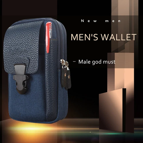 Canvas Men Waist Belt Bags Business Sports Casual Male Zip Mobile Phone Pouch - Picture 6 of 39