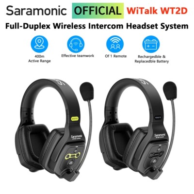 Saramonic Witalk WT2D Full Duplex Wireless Intercom Headset System Microphone 