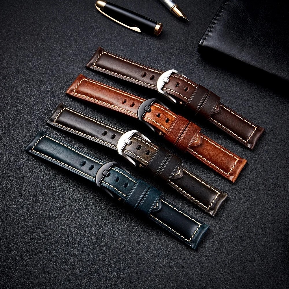 Quick Release Watchbands Leather Casual Belt Soft Bracelet Wrist Strap 20mm 22mm