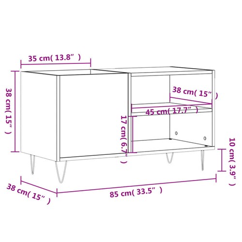 Mobile Porta Dischi Rovere Fumo 85x38x48 cm Legno truciolato - Foto 9 di 9