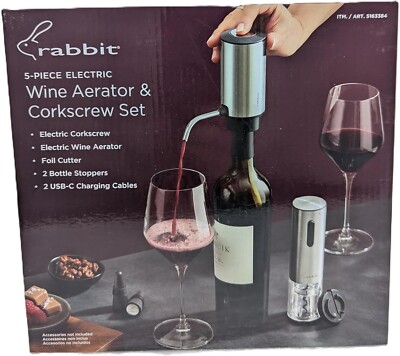 Rabbit Electric Wine Tool Set - 5-Piece Wine Accessory Collection