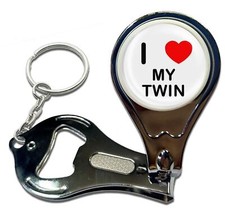 My Twin I Love Heart Nail Clipper Bottle Opener Key Ring (63mm x 35mm)
