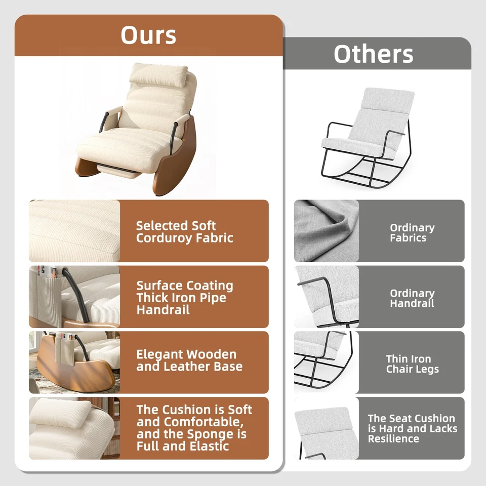 Mecedora, Mecedoras Infantiles con Asiento Suave y Reposacabezas Tela Pana Foto 4 de 4