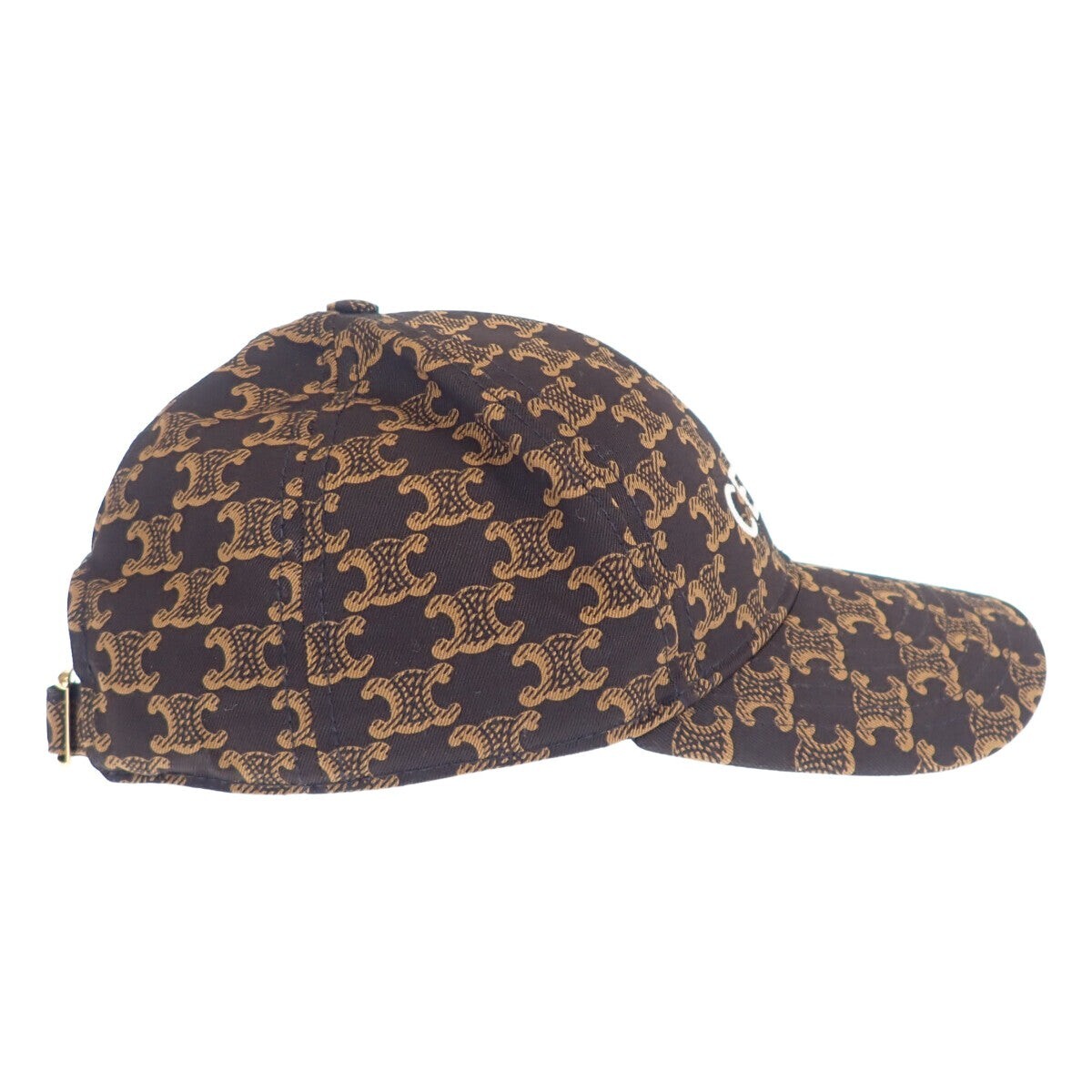 CELINE Triomphe Monogram Baseball Cap Hat Cotton Brown Size S Unisex ISY image 5