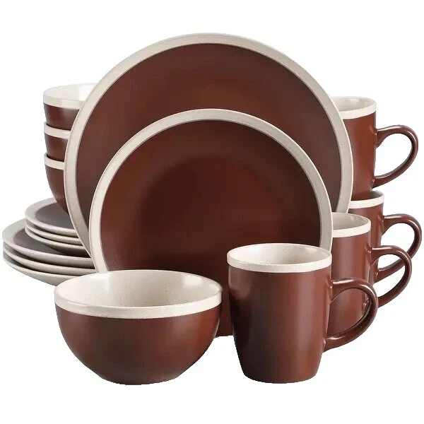 Brown Floral Stoneware Dinner Service Sets