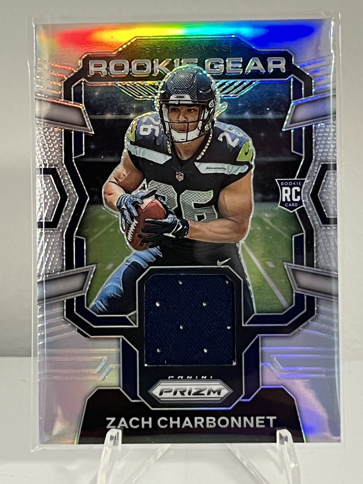 Zach Charbonnet 2023 Panini Prizm Rookie Gear RC Silver Prizm #RG-ZC Seahawks