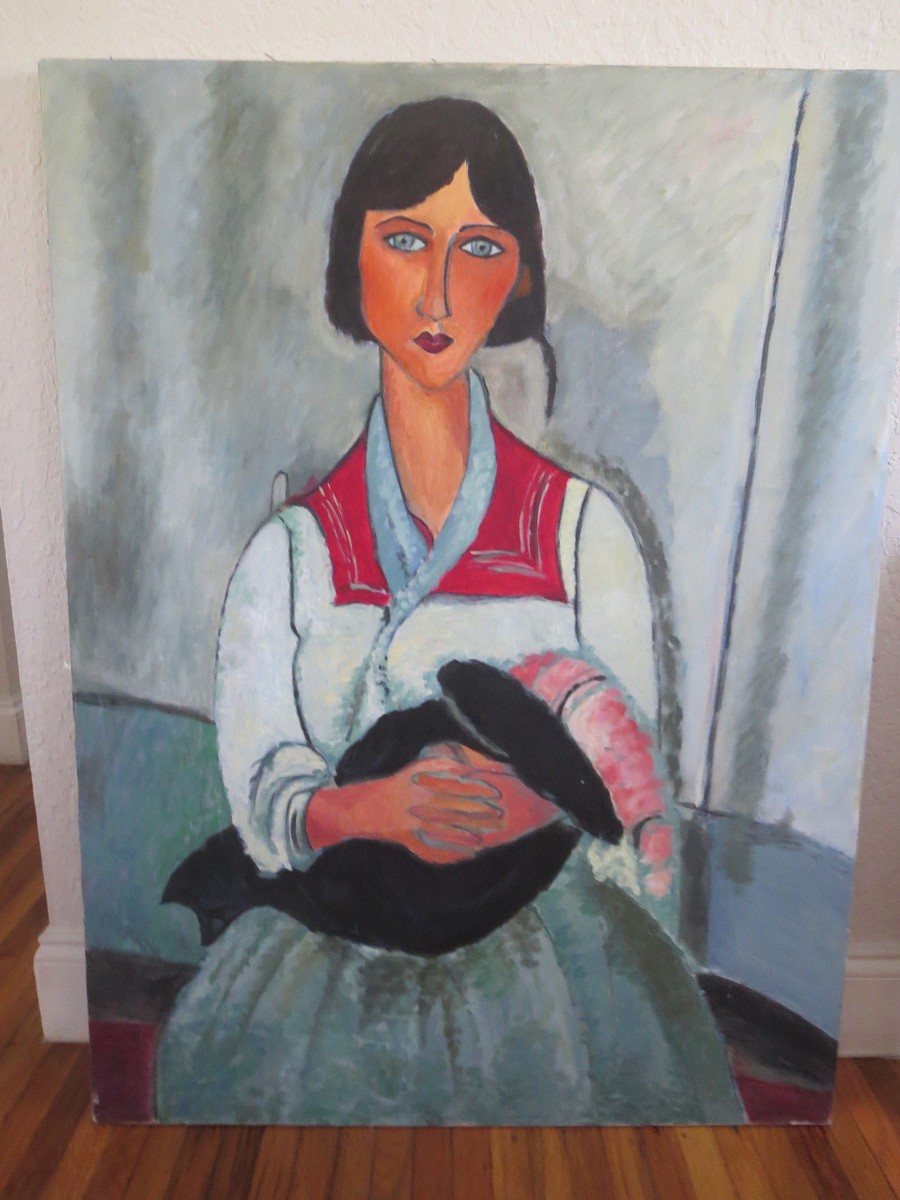 AMEDEO MODIGLIANI Gypsy Woman with Baby Repro OIL Painting 30''x40