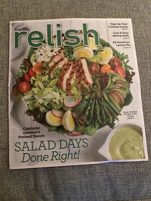 RELISH MAGAZINE JUNE 2022 SALAD DAYS Shrimp Rolls LEMON PIE chicken Cobb Salad