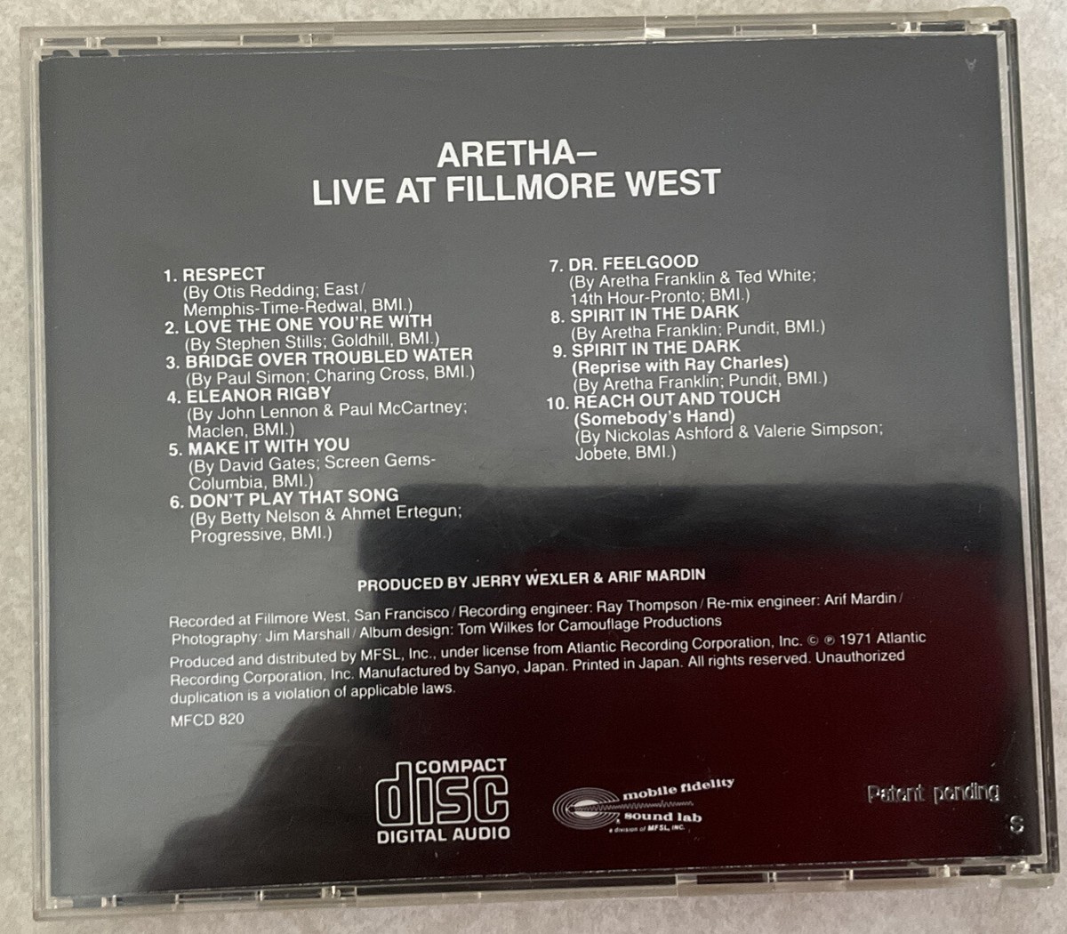Aretha Franklin: “Aretha, Live at Fillmore West” MFSL #MFCD 820