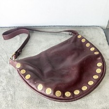 Maxx New York Leather Shoulder Bag Color Burgundy With Golden Emblems