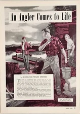1952 Magazine Picture "An Angler Comes to Life" Illustrated by Bernard Safran