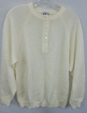 Vintage Eatons 100 Acrylic 1/4 Button Pullover Sweater Cream Medium Never worn