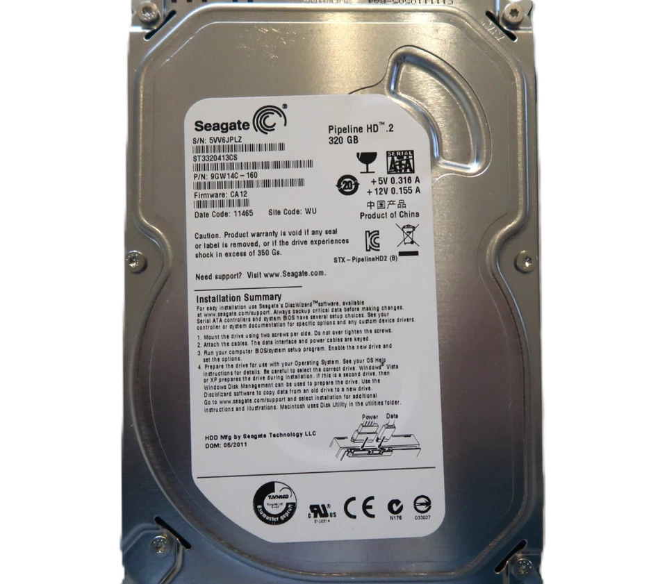 Seagate ST3320413CS 9GW14C-160 CA12 (5VV) WU China 320gb 3.5" Sata HDD 05/2011 - Image 2 of 2