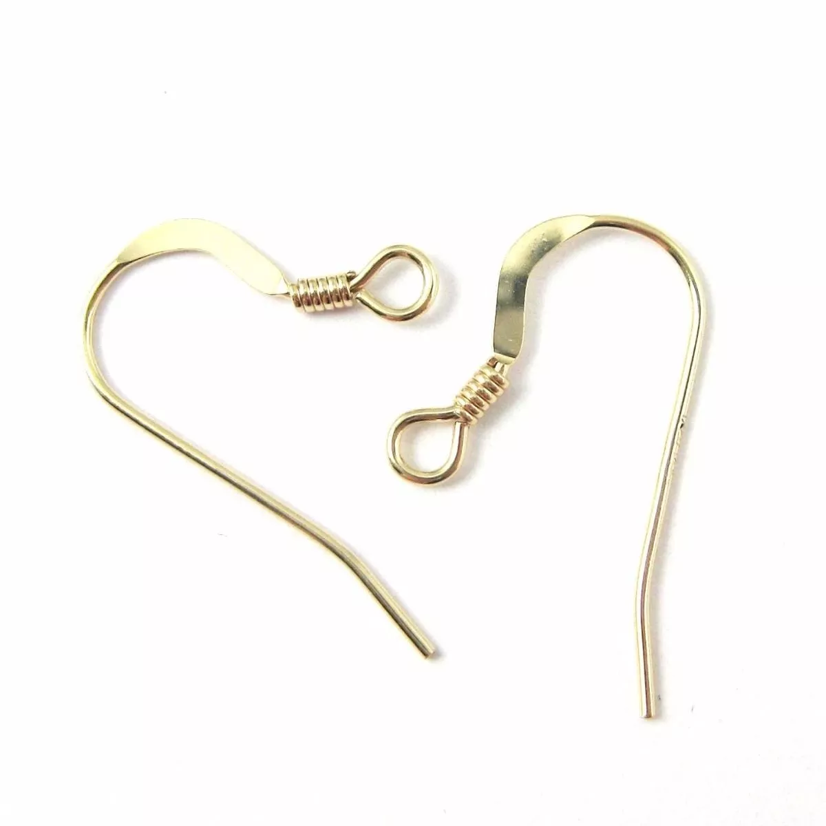 14K Gold Filled Earring Findings Flat Fish Hook with Coil Ear