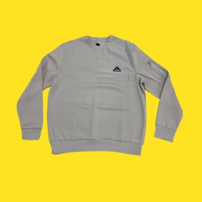 RIVER ISLAND MCMLX Grey Nylon Panel Slim Fit Sweatshirt, Smart Heather Grey, XL
