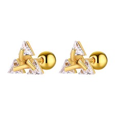Small Triangle Mens Earrings Studs Cubic Zirconia Stainless Steel Stud Earrings
