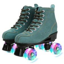 Cowhide Roller Skates for Women and Men High-Top Shoes Double-Row Design,Adju...