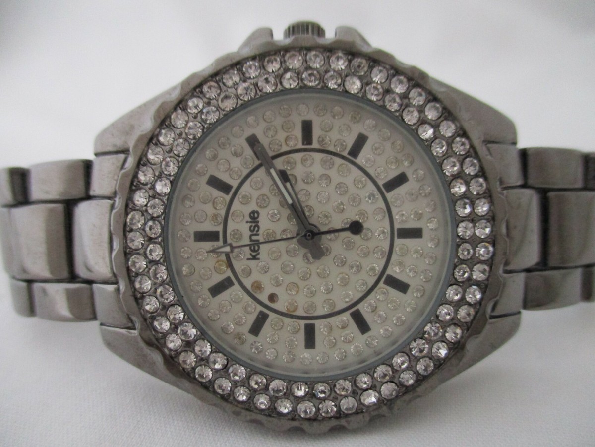 Kensie Women's Analog Dark Gray Bracelet Band Watch Rhinestones