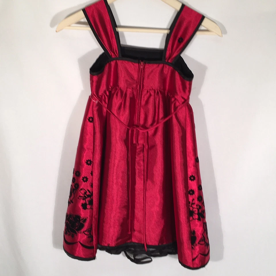 Vestido Secret Charm Niñas Jóvenes Rojo Negro Floral Sin Mangas Talla 7 Foto 2 de 4