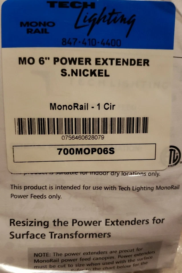 Tech Lighting 700MOP06S 6” Monorail Power Extender Satin Nickel - Image 4 of 4