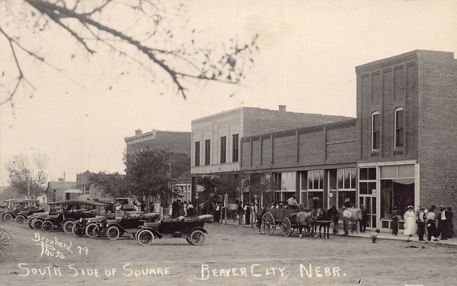 J82/ Beaver City Nebraska RPPC Postcard c20s Main Street Stores Autos