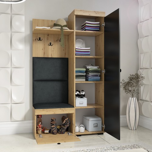 Flurgarderobe DUO, Garderobenschrank, Spiegel, Schuhschrank, fertig aufgebaut - Bild 10 von 33