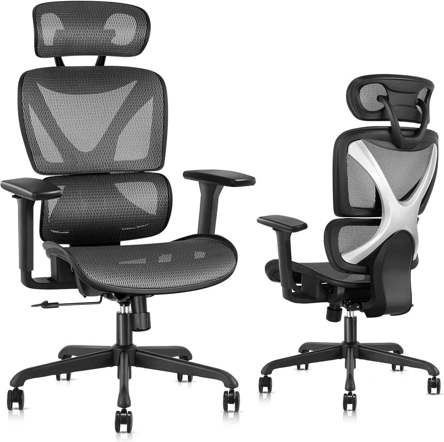 Ergonomic Office Chair, Mesh Desk Chair with Lumbar Support, Adjustable 3D Arms,-image