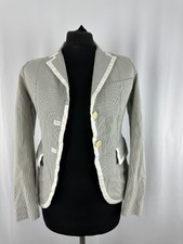 Womens Gant Sports Blazer Jacket White Black Strips Cotton Size 12