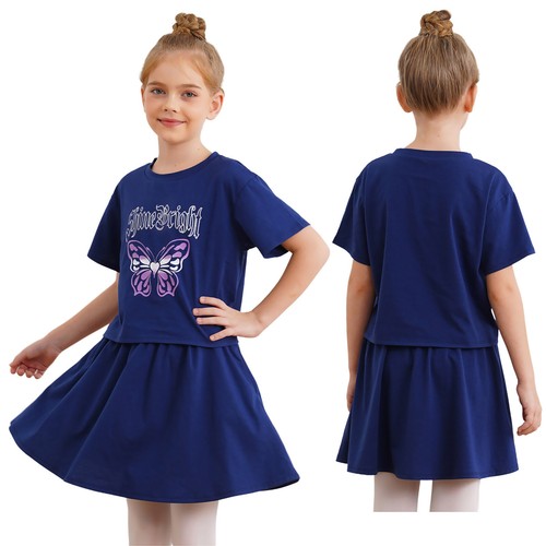 Kids Girl's T-shirt With Skirt Performance Top And Skirts Modern Dress-up Cute - Picture 6 of 30