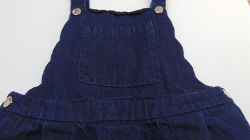 Jacadi Paris Girls Dark Blue Denim Overall Dress Size 6a 116CM scalloped Hem - Picture 3 of 10