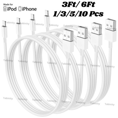 USB Cable Charger Wire Cord 3Ft 6Ft For iPhone 14 13 12 11 Pro XR X 8 7 6 5 Lot