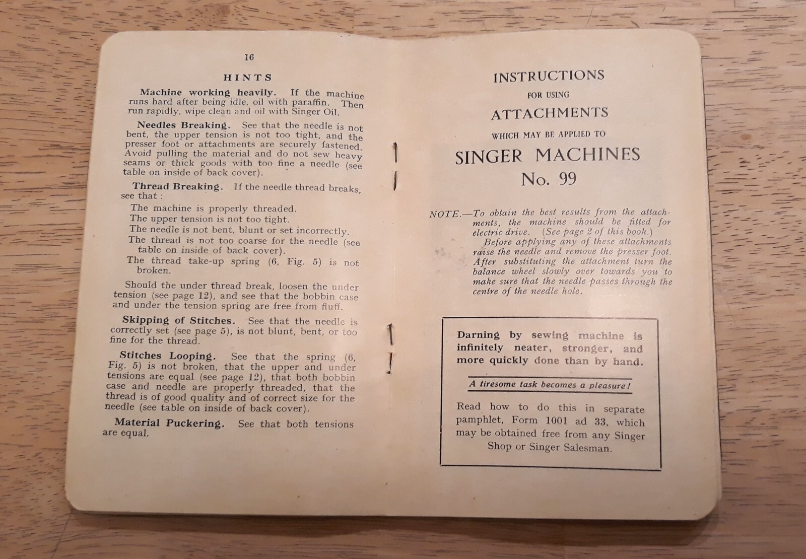 Original Singer Sewing Machine 1949 Owner's Instruction Manual for 99