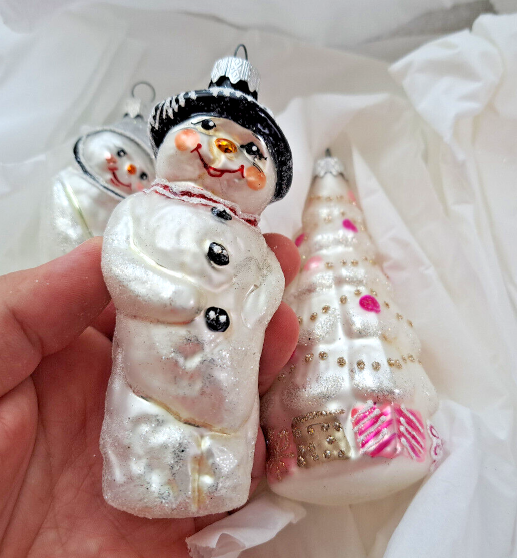 Set 3 New Ukrainian Glass Christmas Ornaments Xmas Decorations FirTree