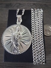 Cadena y san judas XL plata 925 mx 29g de peso 24" de larga 3,9mm de anclaje.