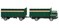 Wiking Lkw Mb 1620 ViehtransporthäNgerzug - MoosgrüN 056503