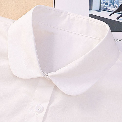 Round Collar False White Faux Cotton Women Collared Button Shirt Blouse WomenIW - Picture 8 of 18