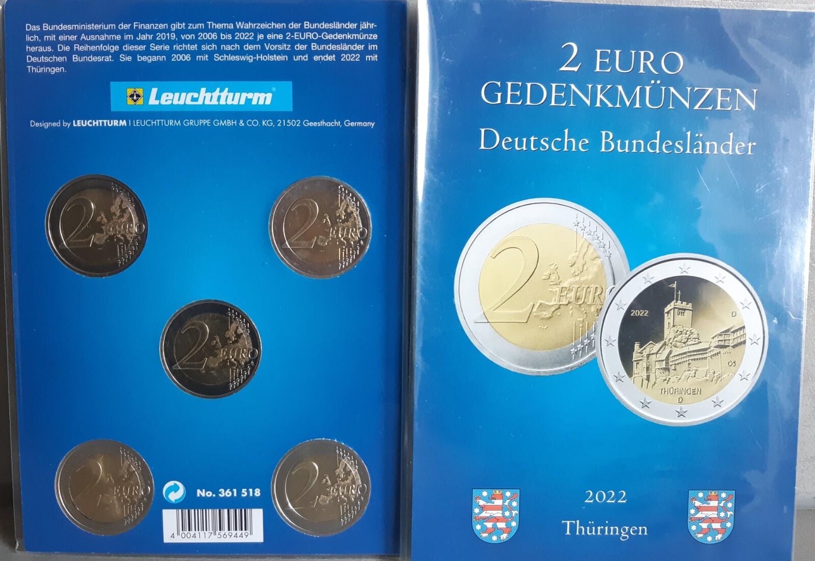 BRD 2 EURO THÜRINGE 2022 ENSEMBLE COMPLET; Par L'Artiste Olaf Stoy De Rabenau